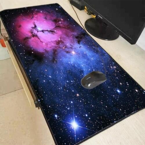 Mairuige Purple Blue Space Extra Large Mouse Pad Gaming Mousepad Anti-slip Natural Rubber Gaming Mouse Mat with Locking Edge