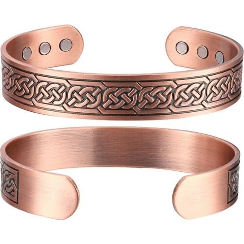 Oktrendy Magnetic Pure Copper Cuff Bangle for Men Women Adjustable Health Energy Magnet Cuff Bracelet Design Concentric Knot