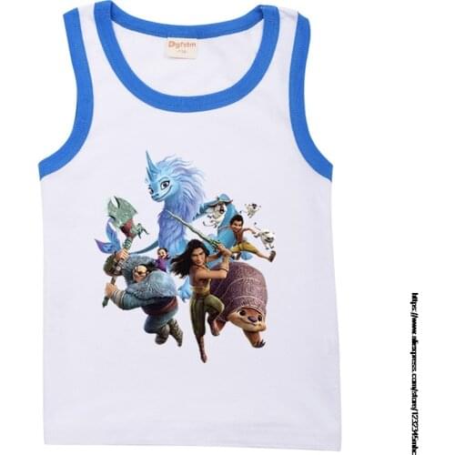 Raya and The Last Dragon Childrens T-shirt Cotton Childrens Clothes Boys Girls Vest Cartoon Print T-shirt Kids Teenager Tops
