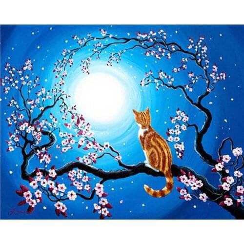 DIY Diamond Art Painting Cat Full Drill Round Diamond Embroidery Picture Rhinestone Diamond Mosaic Cartoon Home Decor