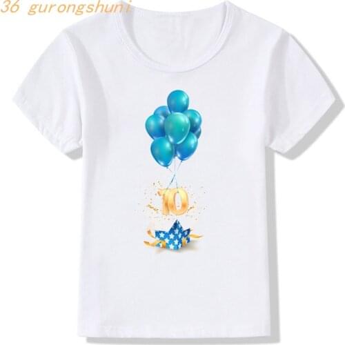 Tshirt Girl Balloon Girls Clothes 10 12 Year Cartoon T Shirt Happy Birthday Girls Tops Kids Clothes Boys T Shirts Kid T-shirts