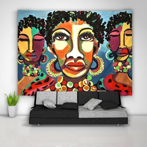 African Painted Tapestry Art Wall Hanging Sofa Table Bed Cover Home Decor