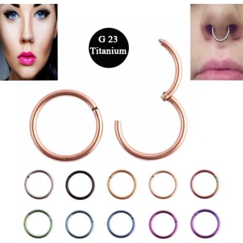 1PC G23 Titanium 16G Nose Rings Hinged Segment Ring Septum Clicker Piercing Nose Earring Tragus Pircing Nariz Body Jewelry