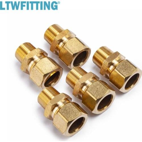 LTWFITTING 5/8" OD x 3/8" Male NPT Compression Connector,BRASS COMPRESSION FITTING