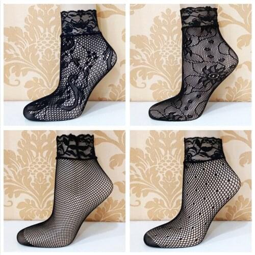 Makuluya 10 pairs Summer Flower Plaid Dot Classic Diamond Hollow Out socks thin Sexy lace small mesh Chromatic net socks MSL6