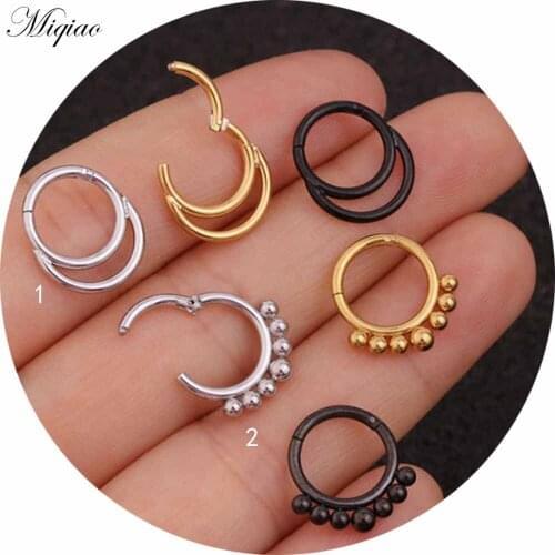 Miqiao 2pcs Trendy New Product Closed Mouth Ring Nose Ring Exquisite Body Piercing Jewelry