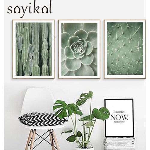 Modular pictures Cactus Leaves Green Plants Canvas Paintings Nordic Wall Art Posters Prints Pictures for Living Room Home Decor