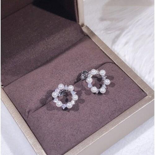 Genuine Real Pure 925 Sterling Solid Silver Stud Earrings for Women Jewelry Female Double Sided Big Shell Pearl Earrings Bijoux