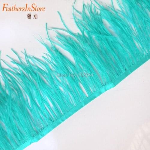 NEW Arrival!! 10 meters mint green Ostrich Feather fringes/Trimming 13-15cm Real Ostrich feather trims