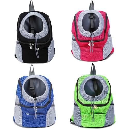 New Out Double Shoulder Portable Travel Backpack Outdoor Pet Dog Carrier Bag Pet Dog Front Bag Mesh Backpack Head Pet Supplies