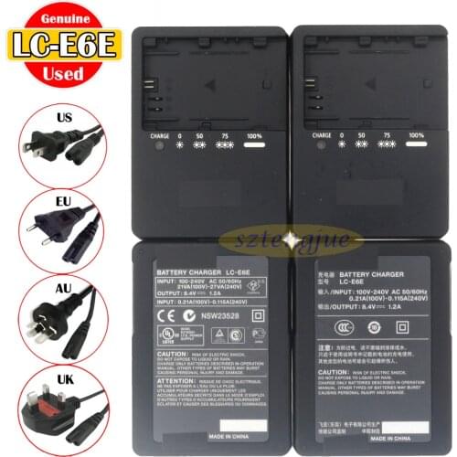 Used Genuine LC-E6E Charger For EOS 5DII 5DIII 5DIV 6D 6DII 7D 7DII 60D 70D 80D 80D 90D 60Da 5DS 5DSR R R5 R6 LP-E6 LP-E6N