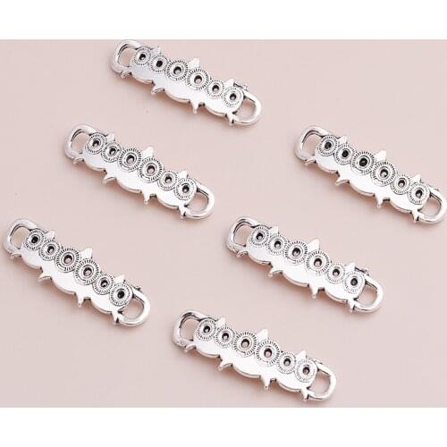 5pcs 40*10mm Antique Silver Color Three Owls Charms Connectors fit Bracelets Necklaces Pendants Diy Jewelry Finding Making