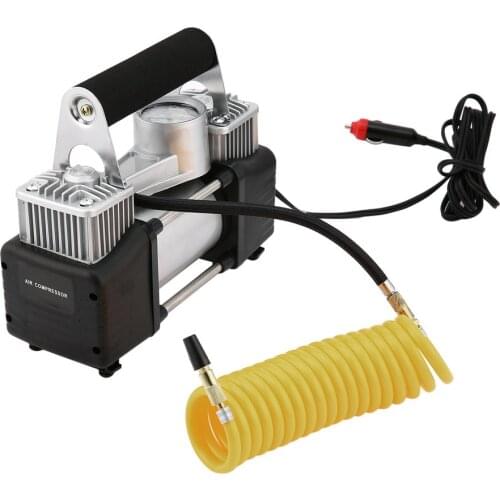 DC 12V Portable Super Flow Car Air Pump Tire Inflator Metal Vehicle Auto Electric Pump Air Compressor Heavy Duty Set