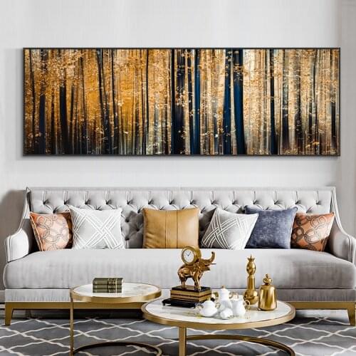 Natural Gold Tree Landscape Posters and Prints Canvas Painting Mediterran Scandinavian Wall Art Picture for Living Room Decor