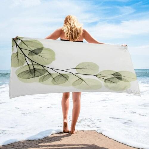 Green Leaves Branches Simple Beach Towel Luxury Quick-dry Microfiber Bathroom Bath Towels Yoga Mat Picnic Blanket