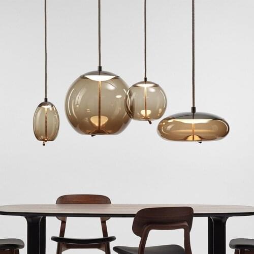 Modern concise Glass LED Pendant Lights Luminaire Suspendu Rope Hanging Lamp Designer Home Cafe Bar Restaurant Light Fixtures