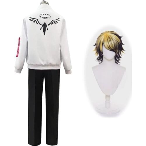 Hanemiya Kazutora Cosplay Jackets Wig Tokyo Revengers Costumes Team Walhalla Coat and Pants Adults Sportswear Suit