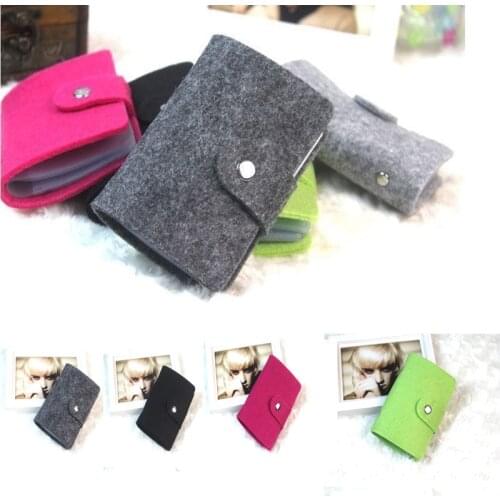 Women Men 2021 Fashion Felt Soft Pocket Business ID Credit Card Holder Case Wallet for 24 Card Solid