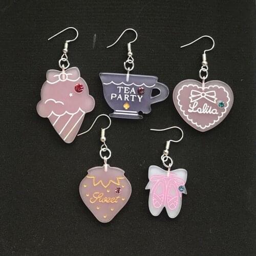 1Pair Cute Woman Resin Flatback Heart Cross And Ice CreamDrop Earrings For Women Girls Elegant Funny fashion jewelry Earrings