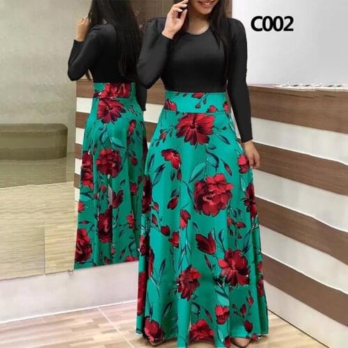 Ladies Summer Long Dress Printed Splicing Floral Banquet Round Neck Short Sleeve Tight Dress Elegant Sexy Woman Long Dress Xl
