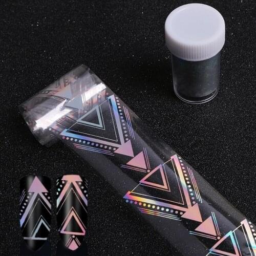1Pcs Laser Triangle Line Pattern Design Nail Foils Transfer Foil 100*4cm Manicure DIY Image Nail Sticker Tool