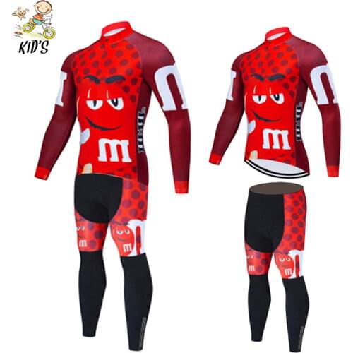 2021 Kids Cartoon Cycling Jersey Set Children Long Sleeve Autumn Cycling Clothing MTB Ropa Ciclismo Outdoor Riding Bike Uniform
