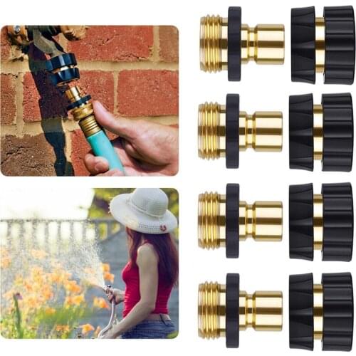 4 set Garden Water Connectors Garden Water Hose Tap Fitting Quick Connector Male--Female Set Adapter 3/4 Inch 20Jun4