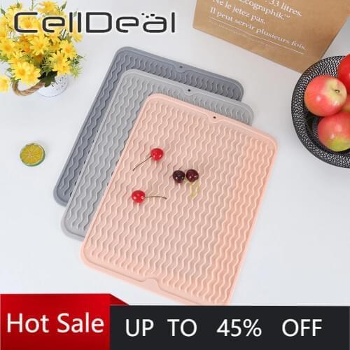 40*30CM Premium Heat Resistant Placemat Rectangle Silicone Tableware Silicone Dish Drying Mat Antibacterial Dishwaser Safe