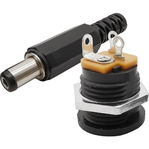 5/10Pair 5.5 x 2.1mm Plastic Male Plugs&DC-022 DC Power Socket Female Jack with Screw DC022 5.5*2.1 MM power for MP3 MP4 Player