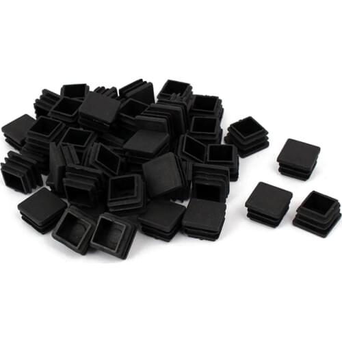 Chair Leg Plastic Blanking End Cap Square Tube Insert Black 20mmx20mm 50pcs