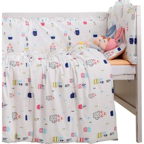 7PCS full Set постельное белье Cot Baby Bedding Set Cotton Pink Cloud Crib Bed Liner Baby Bed Set,(4bumper+sheet+duvet +pillow)