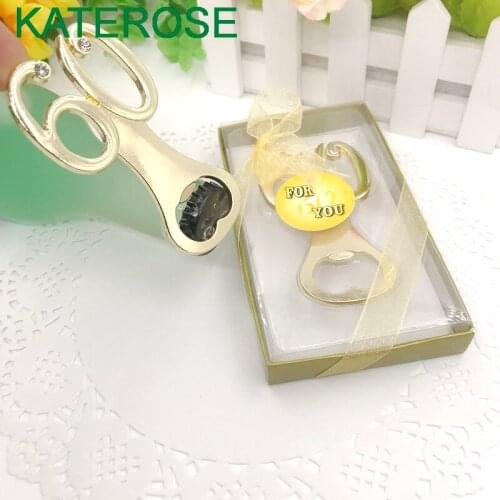 96PCS Gold 60th Design Wine Bottle Opener Golden Wedding Birthday Anniversary Gift Metal Beer Openers Bridal Shower Favors
