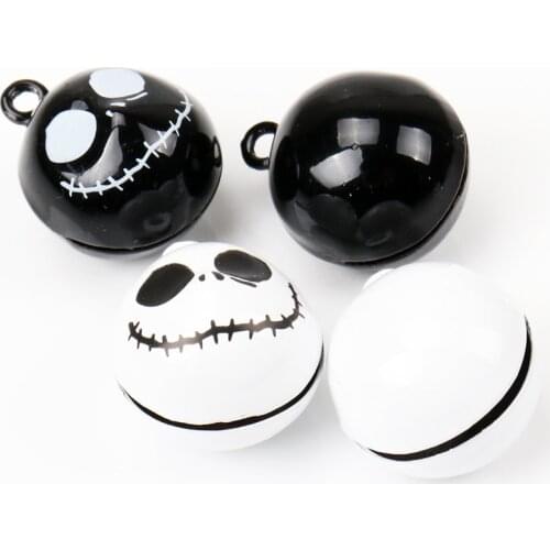 Black White Iron Loose Beads Cartoon Jingle Bells Christmas Decoration Pendants DIY Crafts 21mm 1pcs CP0588X