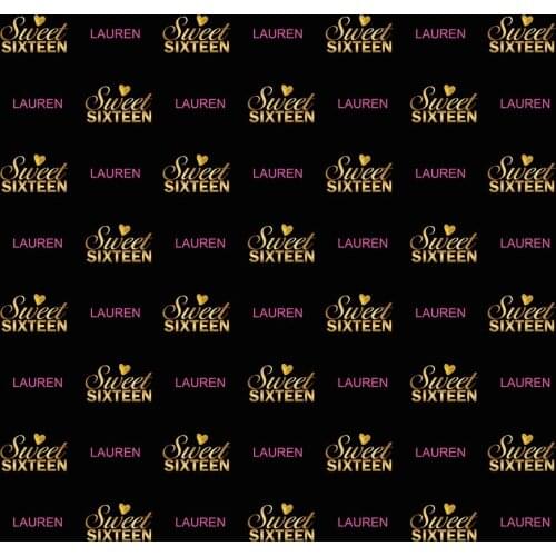 Black Background For Photography Gloden And Purple Characters With Gloden Heart For Children Sixteen Birthday Party Photo Props