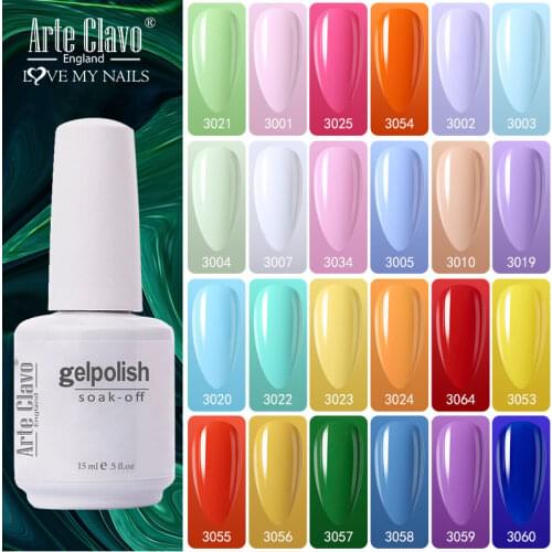 Arte Clavo Nail Art Gel Polish Macaron 15ml Base Top Coat UV Hybrid Gel Varnishes Manicure for Semi Permanent Gel Nail Polish