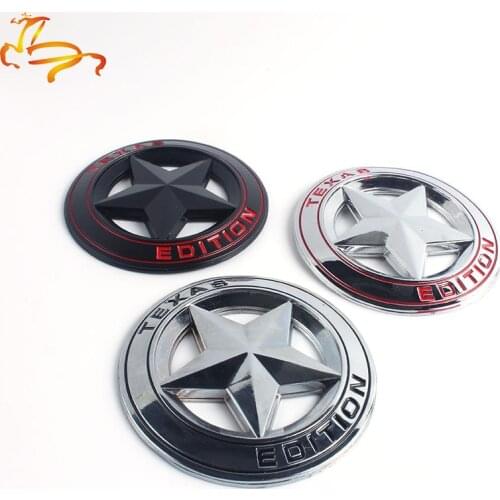 TEXAS EDITION Shield Pentagram 3D Emblem Badge Car Fender Side Tail Body Sticker for JEEP Wrangler Liberty Grand Cherokee