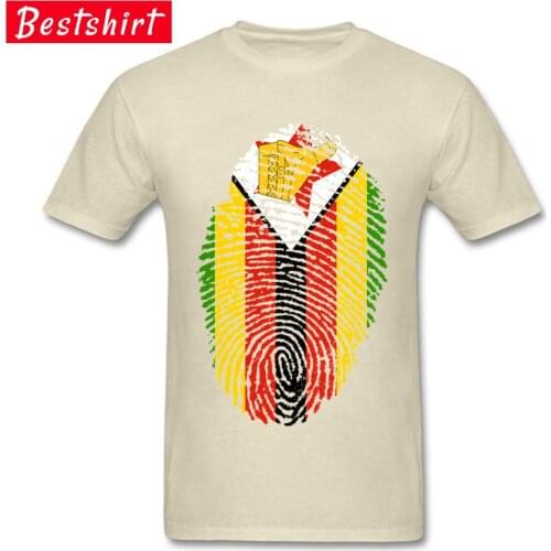 Africa Zimbabwe Fingerprint Flag Picture Tshirt Crew Neck Design Rainbow Six Sleeve Nazca Adult Top T-shirts Faddish Clothing