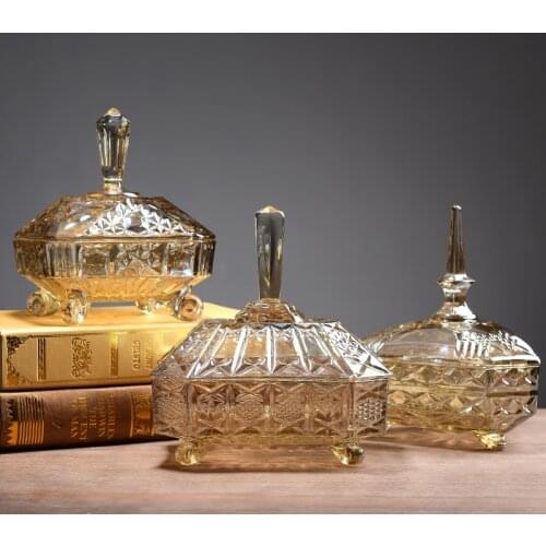 Crystal Glass Candy Storage Jar, Dried Fruit Box, Home Accessories, Coffee Table, Table Setting Glass Box
