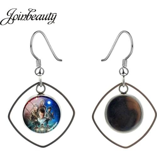 JOINBEAUTY Supernatural Science Fiction Drama Stranger Things Drop Earrings Round Glass Square Dangle Earrings Friend Gift QF118
