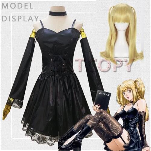 Death Note Cosplay Costumes Anime Misa misa Costume Black Dress Wig Glove Necklace Halloween Women Uniforms