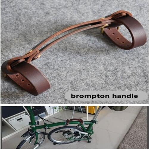 2-color folding bike leather handle for brompton carry ith frame tape filter portable handle folding bike use frame within 5cm
