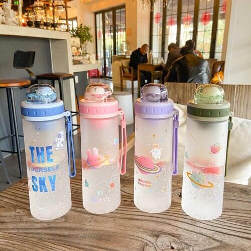 460ml Creative Cartoon Mugs Large Capacity Silicone Water Bottle with Tea Leaking Rope Portable Outdoor Childrens Plastic Cup