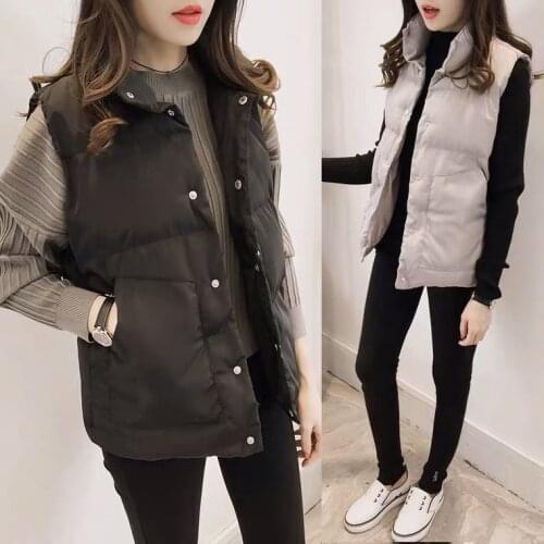 Jacket Vest Autumn Winter Cotton Vest Cotton-Padded Womens Vest Top Loose-Fitting Short Coat Chaleco Mujer
