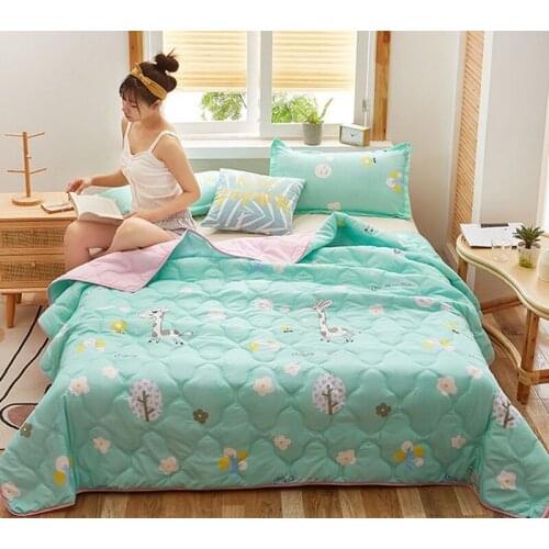 Cartoon Summer Cool Comforter Washed Cotton Simple Cute Quilt Comfortable Air Condition Thin Blanket Patchwork For Kids Adults