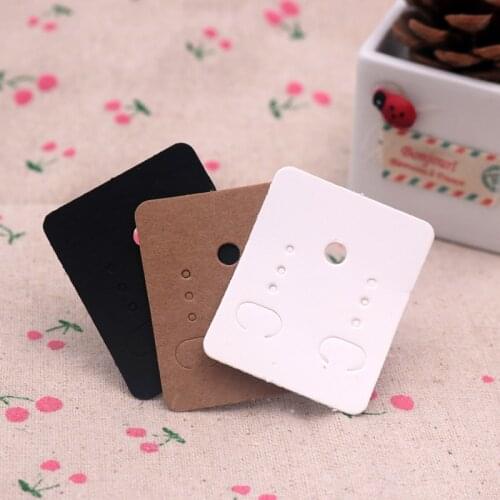 Hot Sale 100pcs/lot 3.8x4.8cm Paper Earrings Card Ear Studs Earring Display Packaging Cards Rectangle Jewelry Cards Brown White