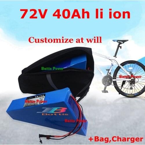 Power Triangle 72v lithium battery pack 72v 40Ah battery electric bike 2000w 1500w scooter kit golf cart 1000w 72v bms + charger