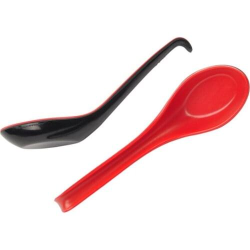 Soup Spoons Red Black Color Home Flatware Japanese Plastic Bowl Soup Porridge Spoon LX1794