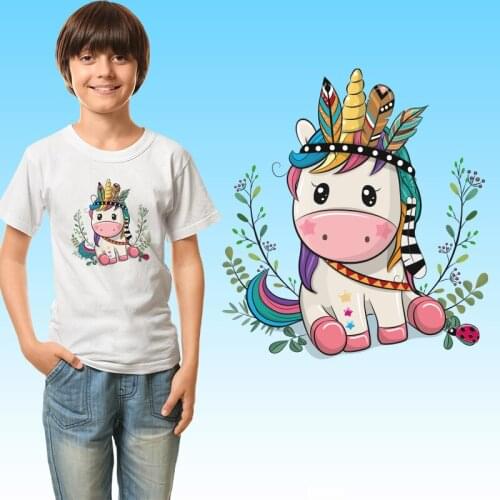 Cute unicorn cartoon horse Patches for clothing Ironing DIY Appliques Stickers on Clothes Washable Heat Transfer PVC Patch