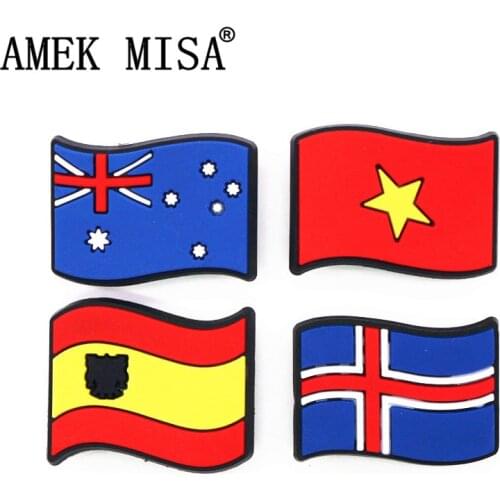 Novelty Shoe Charms Accessories PVC National flag Shoe Buckle Decoration for Slippers croc jibz Girls Kids X-mas Party Gifts