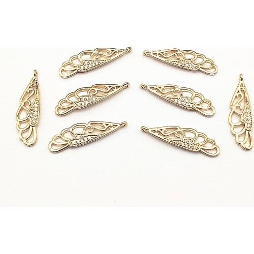 New Arrival! 28x8mm50pcs Cubic Zirconia Feather Shape Charm for Handmade Necklace/Earring DIY Parts,Jewelry Accessories/Findings